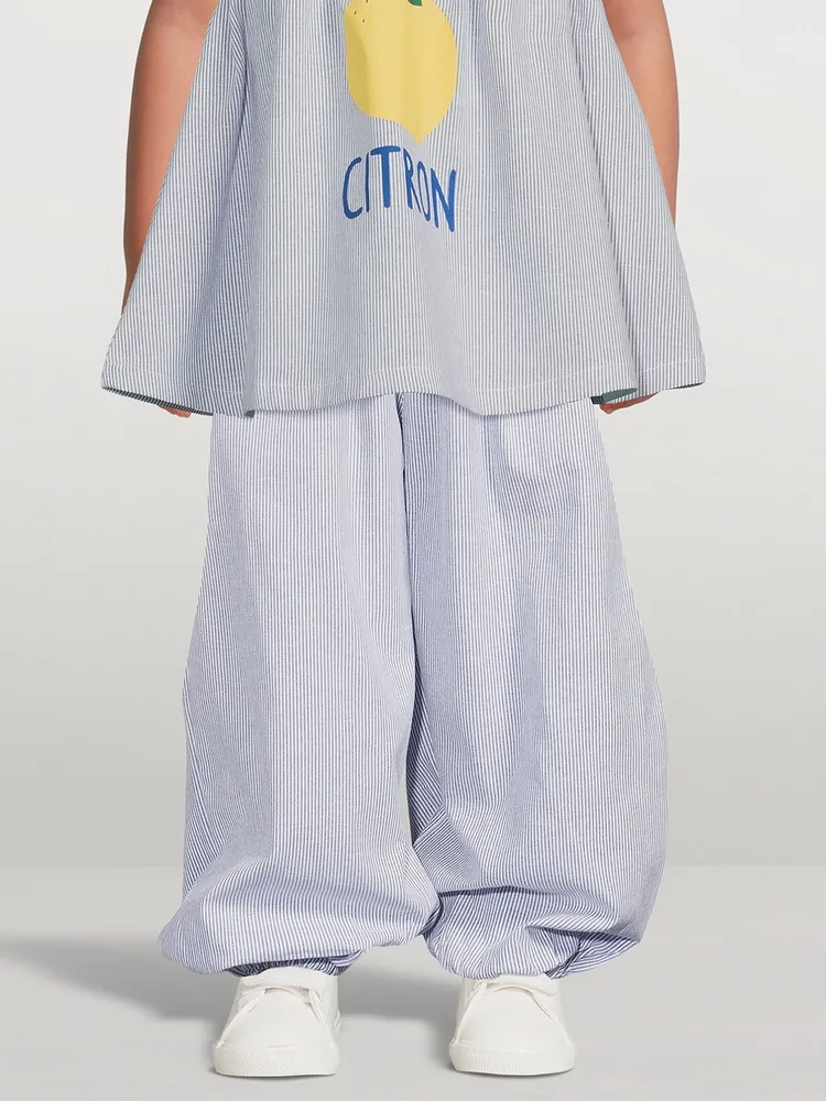 Citron Cotton Pants Striped Print