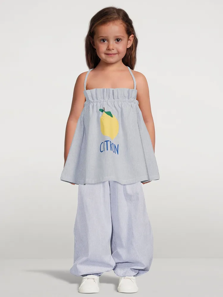 Citron Cotton Pants Striped Print