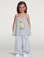 Citron Cotton Pants Striped Print