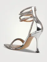 Gaia Crystal-Embellished Metallic Leather Sandals