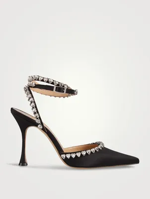 Audrey Crystal Heart Satin Pumps