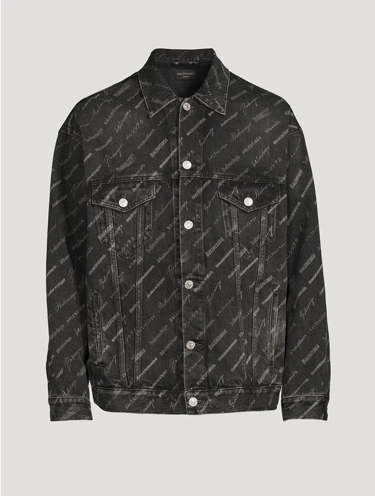 Oversized Denim Jacket Logo Print