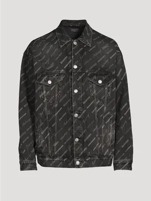Oversized Denim Jacket Logo Print