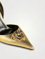 La Medusa Metallic Leather Slingback Pumps
