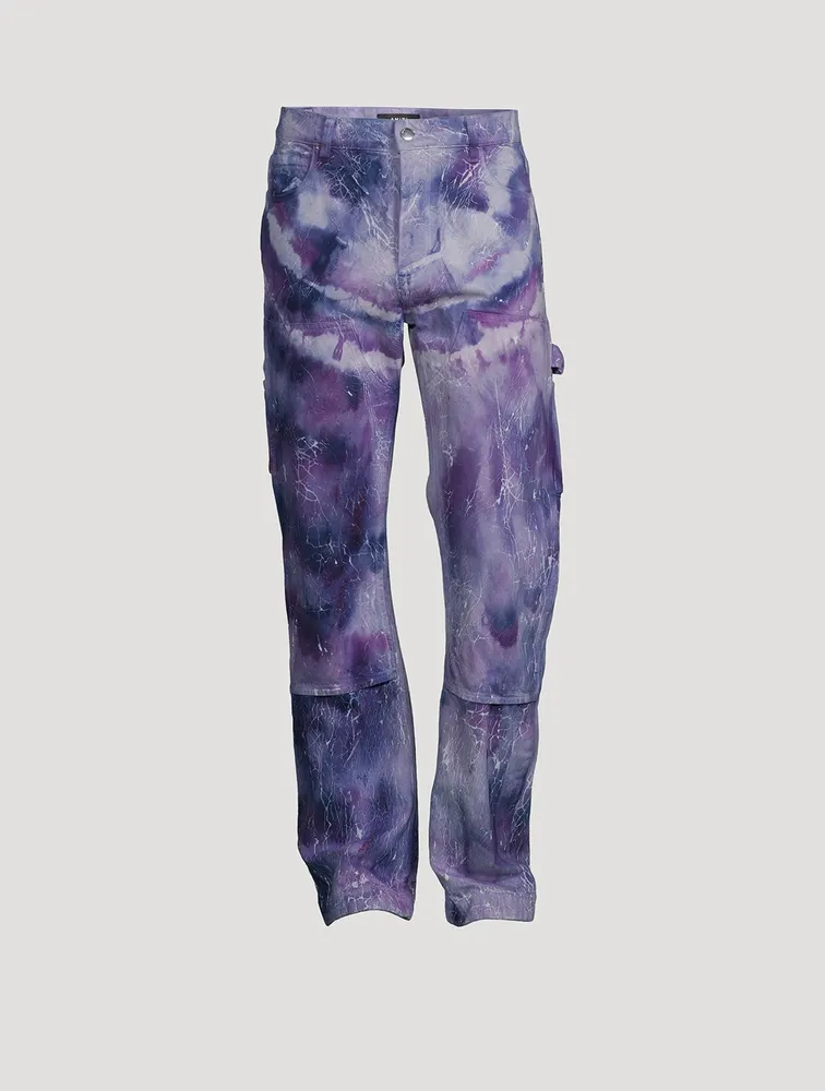 Cracked Tie Dye Straight-Leg Carpenter Jeans