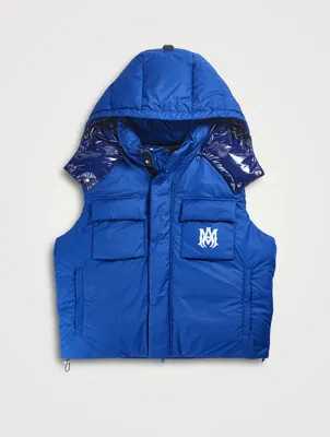 Nylon Down Vest With Hood