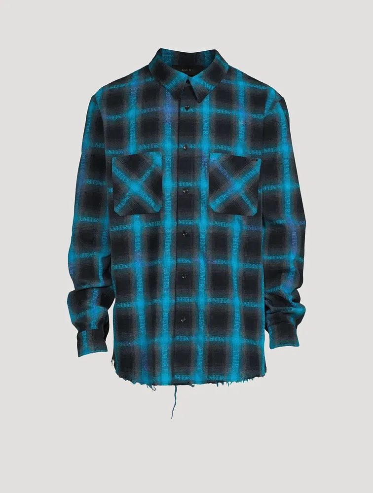 Frayed Hem Plaid Shirt