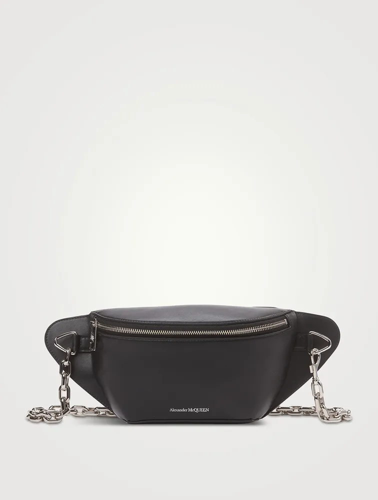 Leather Belt Bag With Biker Chain