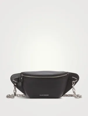 Leather Belt Bag With Biker Chain