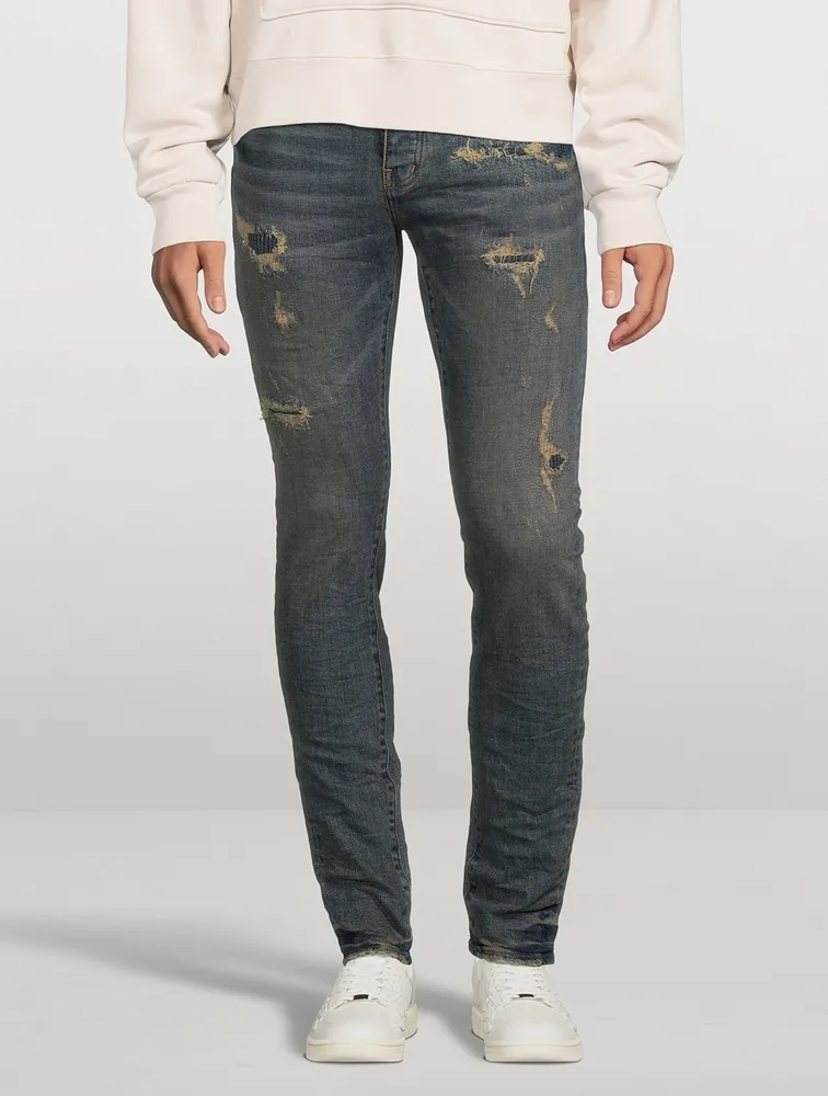 Skinny Jeans With Quilted Destroy Pockets
