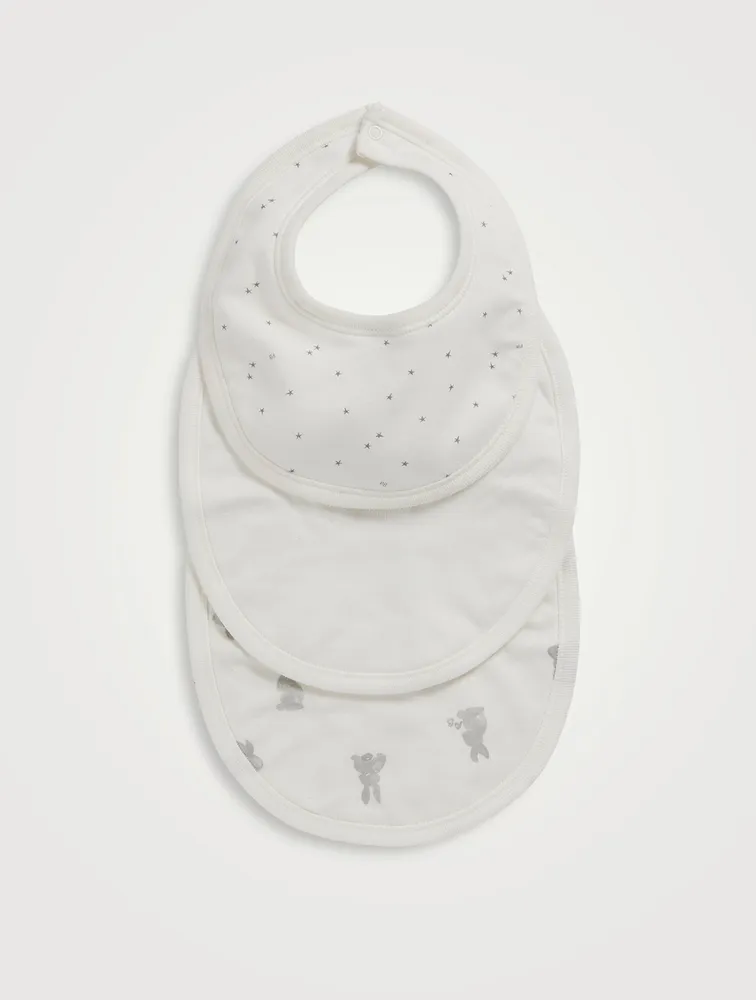 Pack of Three Cotton Printed Bibs