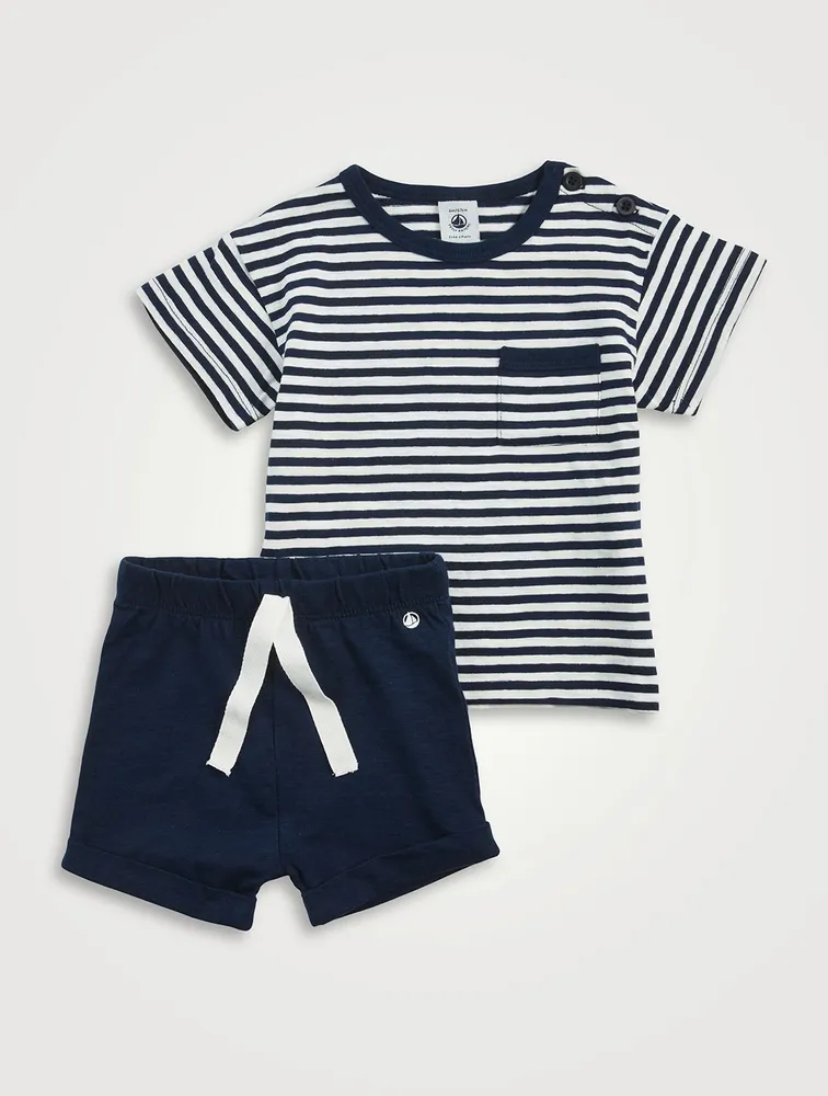 Two-Piece Slub Jersey And Cotton Outfit