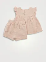 Two-Piece Plain Cotton Gauze Outfit