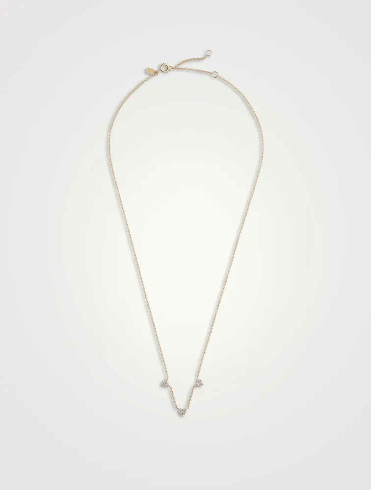 14K Gold Triple Full Cut Diamond Heart Necklace