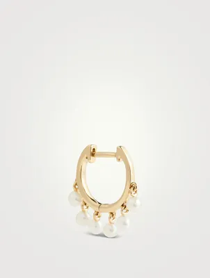 14K Gold Shimmy Hoop Earring With Pearls