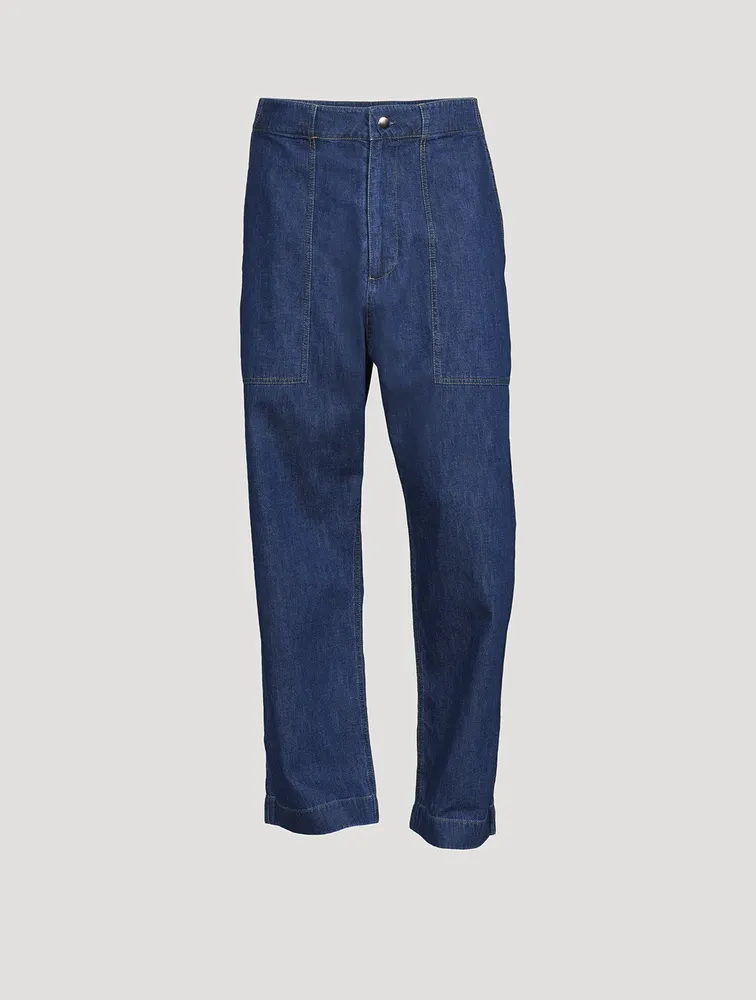 Cotton And Linen Denim Cargo Pants