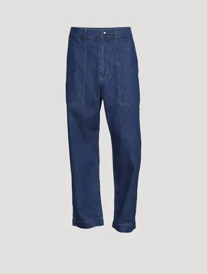 Cotton And Linen Denim Cargo Pants