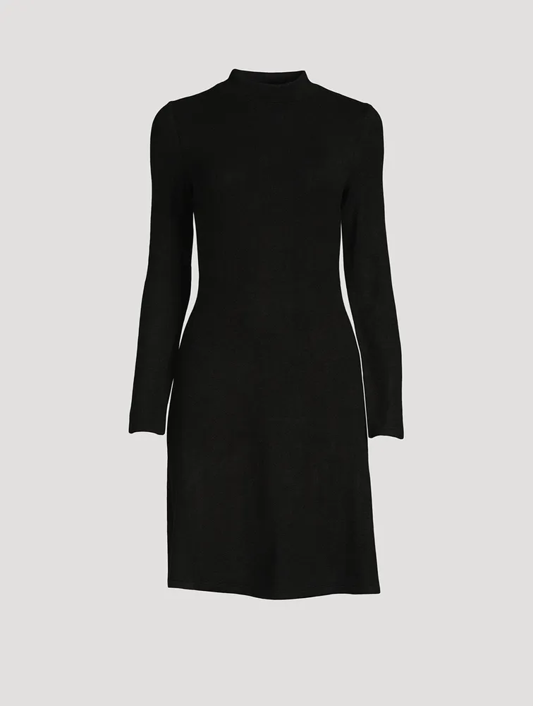 Mockneck Long-Sleeve A-Line Dress