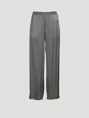 Drop-Waist Satin Trousers