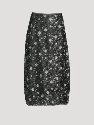 Berry Sequin Midi Slip Skirt