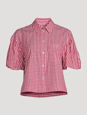 Puff-Sleeve Shirt Gingham Print