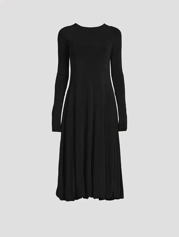 Long-Sleeve Open-Back Midi Dress