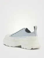 Tread Slick Canvas Platform Sneakers Graffiti Print