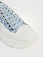 Tread Slick Canvas Platform Sneakers Graffiti Print
