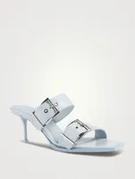 Punk Double Buckle Leather Mules