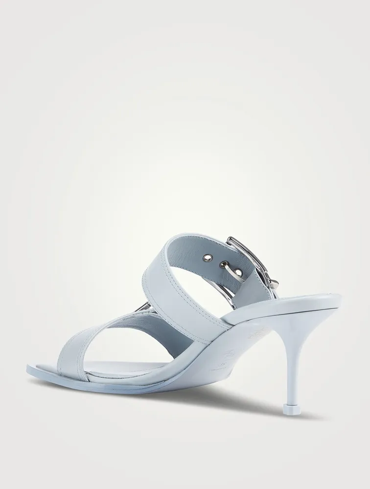 Punk Double Buckle Leather Mules