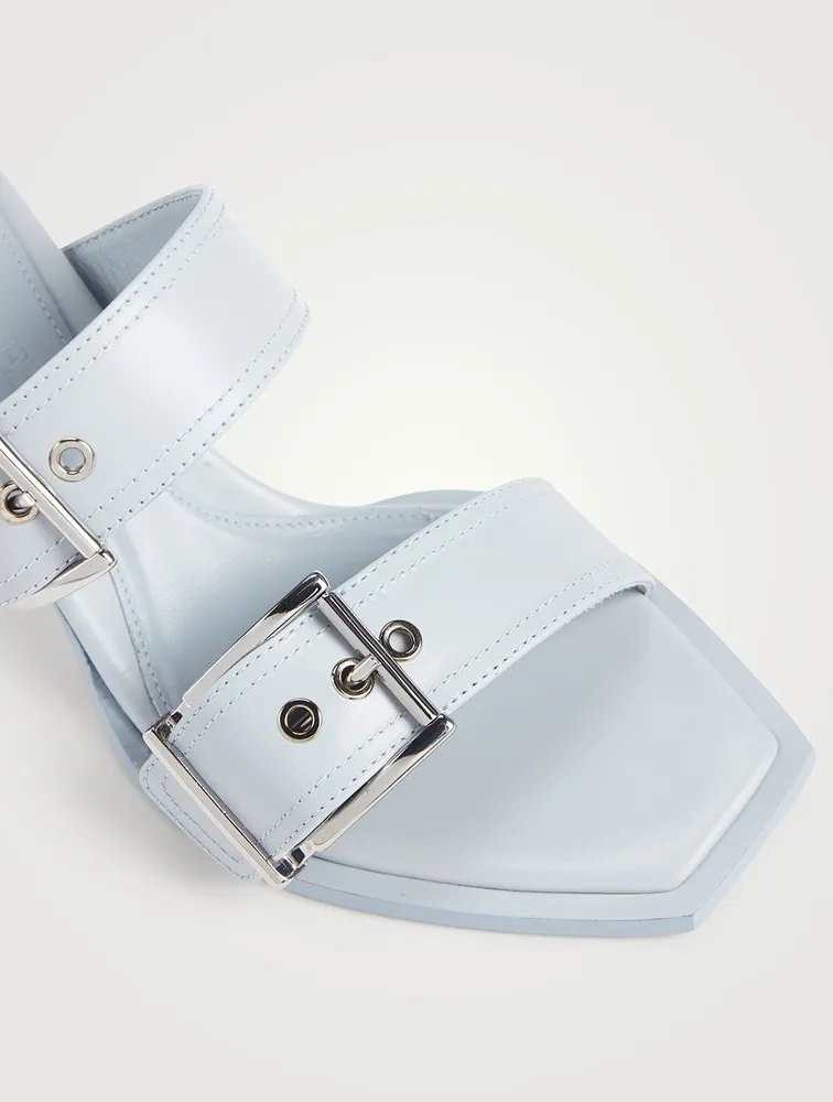 Punk Double Buckle Leather Mules