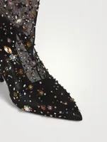 Crystal-Embroidered Mesh Sock Boots