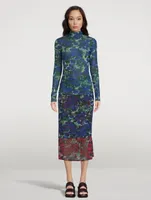 Heyser Mesh Jersey Turtleneck Floral Print