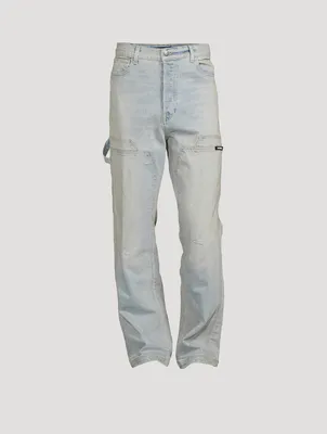 Denim Straight-Leg Carpenter Pants