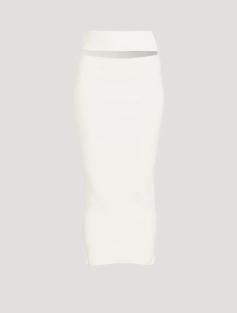 Split Micro Knit Midi Skirt