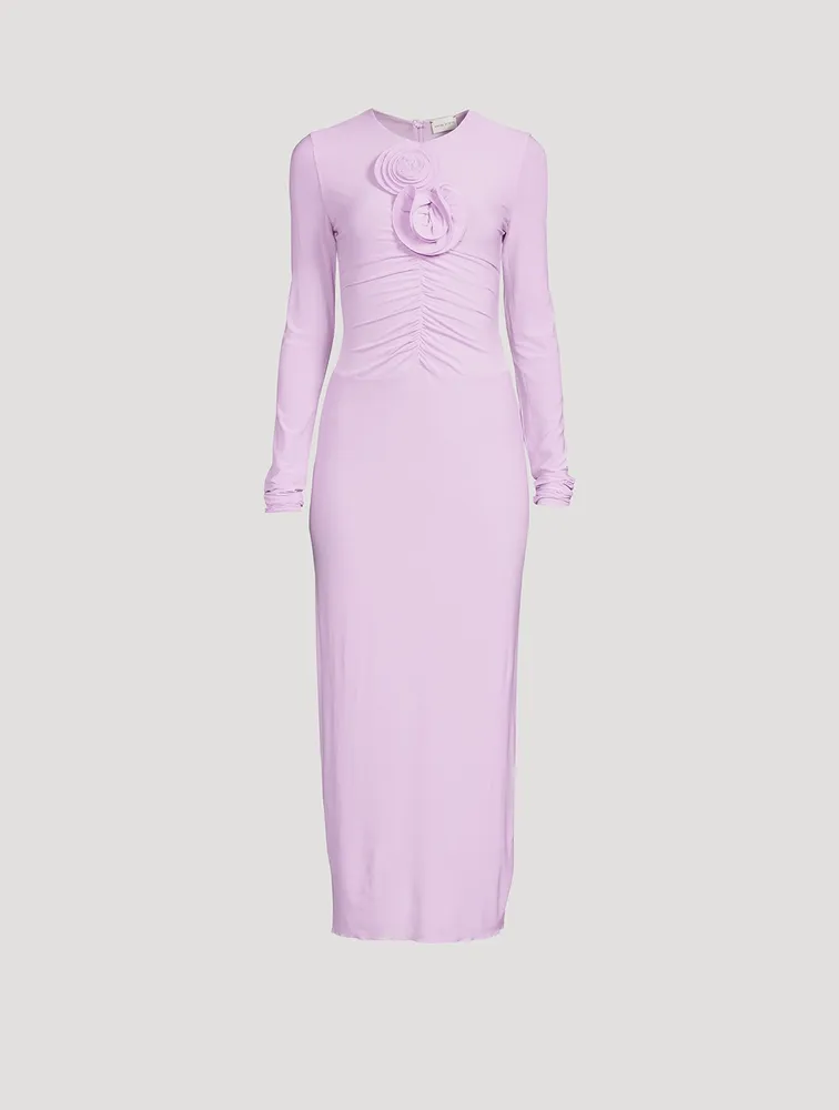 Jersey Midi Dress with Floral Appliqué