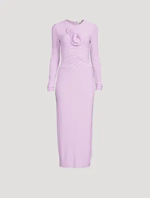 Jersey Midi Dress with Floral Appliqué