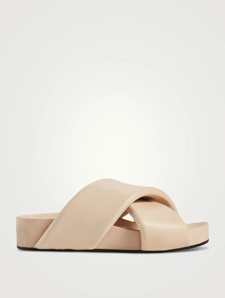 Leather Platform Slide Sandals