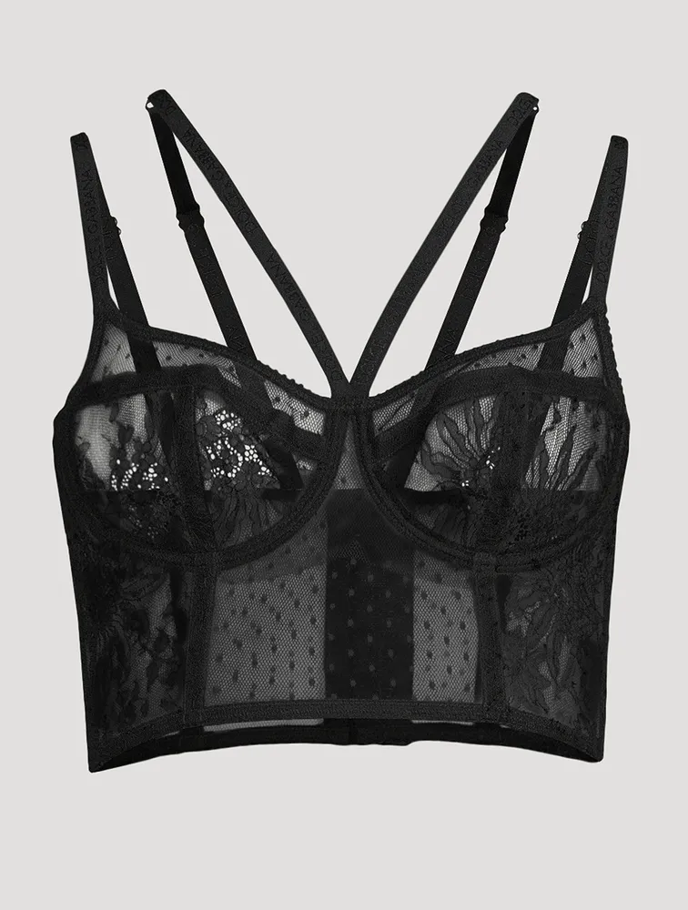 Plumetis Strappy Lace Bustier Bra