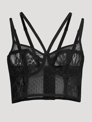 Plumetis Strappy Lace Bustier Bra