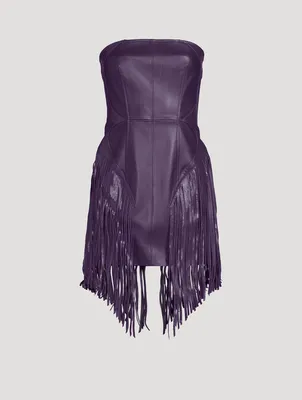 Leather Fringe Mini Dress