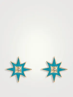 Jac+Jo 14K Gold Icon Enamel Starburst Stud Earrings