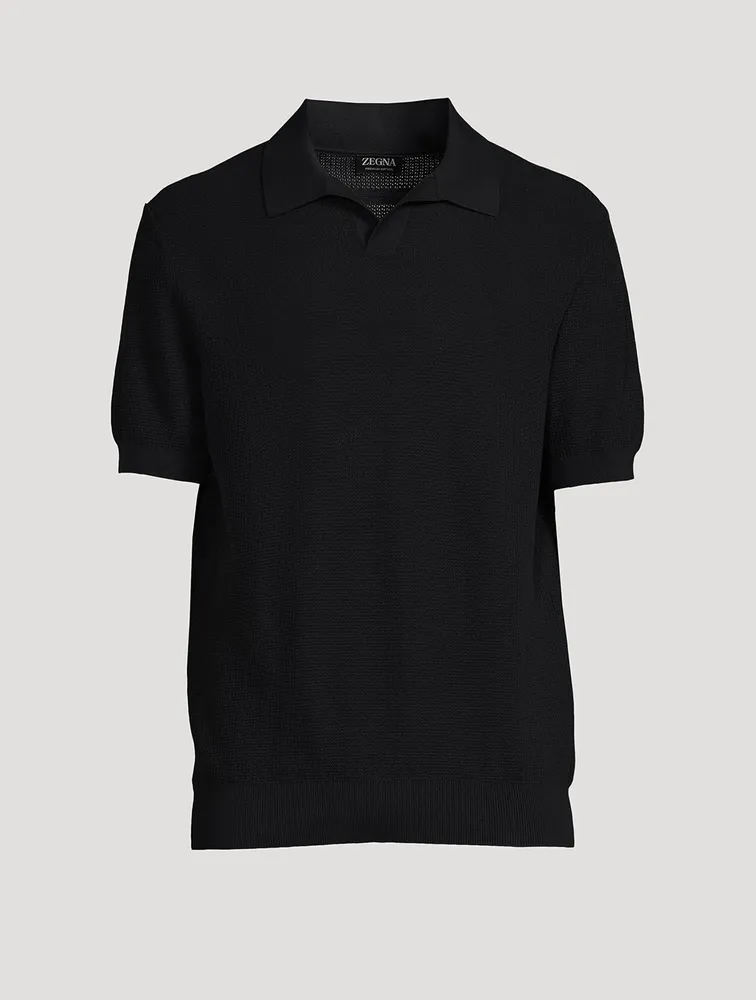 Cotton Jacquard Short-Sleeve Polo