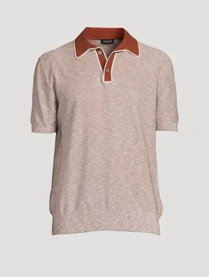 Cotton And Silk Polo Shirt