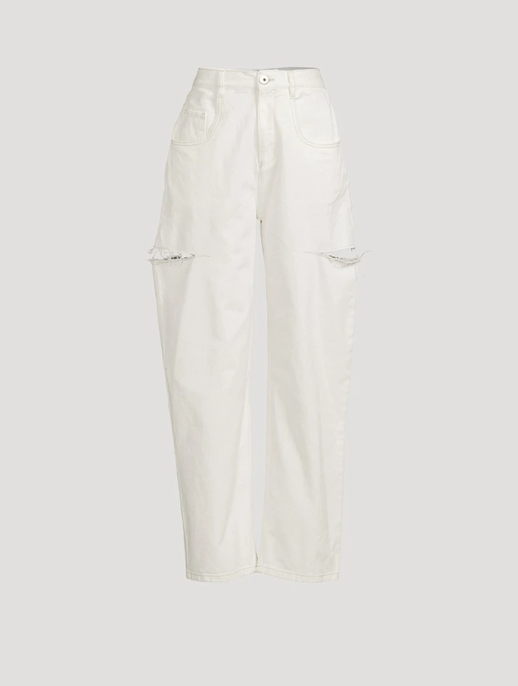 Slashed Wide-Leg Jeans