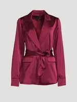 Havenn Belted Satin Blazer