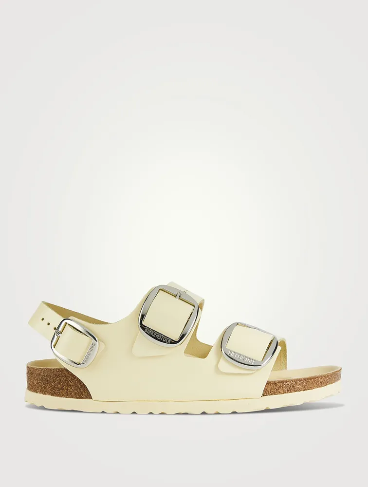 Milano Big Buckle Leather Slingback Sandals