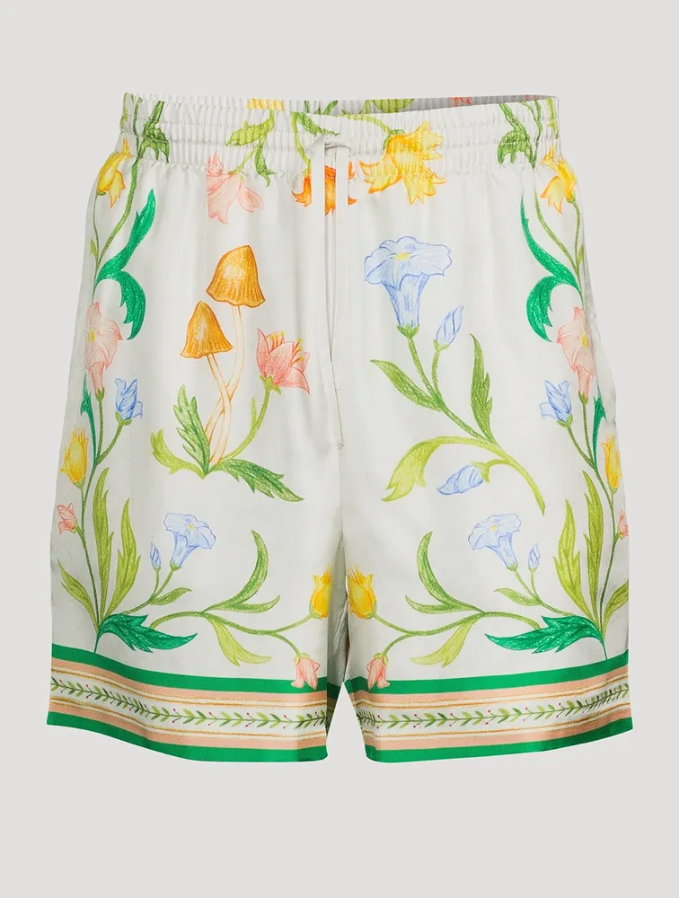 L'Arche Fleurie Silk Shorts