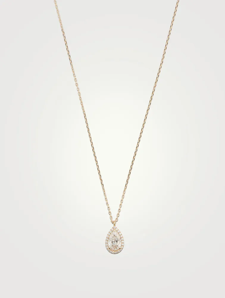 Halo 14K White Gold Pear Lab Grown Diamond Pendant Necklace