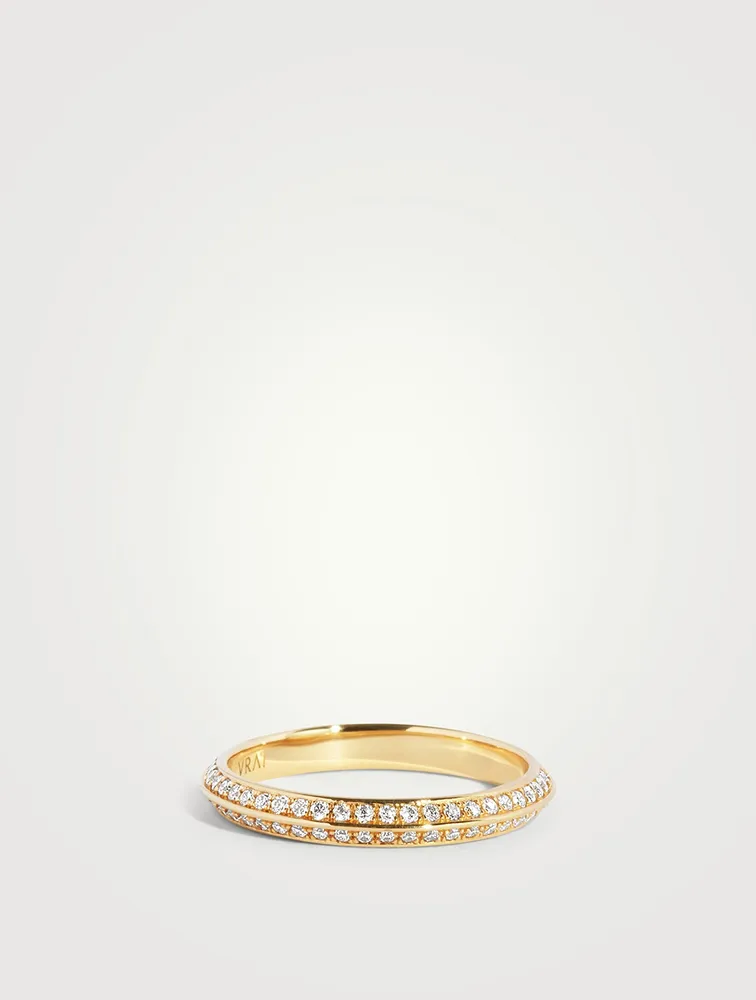 Eternity 14K Gold Knife-Edge Pavé Lab Grown Diamond Band